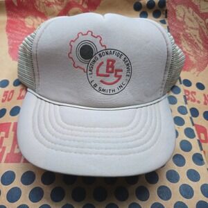 VTG Nasco LB Smith Trucker Hat Tan Mens OSFA Snapback Mesh Foam Industrial Retro